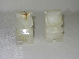 Pair of Carved Onyx Marble Stone Man Figure Statue Vintage Mexican Tribal Aztec - £31.57 GBP