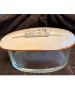 Vintage Art Deco Trinket Box Mother of Pearl Lid &amp; Glass Floral Etched B... - $27.77 CAD