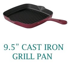 Pioneer Woman ~ PAINTED MEADOW ~ MERLOT Speckle ~ 9.5 Square Cast Iron G... - $45.00