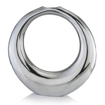 4&quot; X 19&quot; X 19&quot; Silver Aluminum Ring Large Hoop Vase - £158.41 GBP