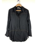 Soft Surroundings XS Tunic Shirt Blouse Gauzy Semi Sheer Black Tiny Bead... - $633.01 MXN