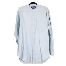 Polo Ralph Lauren VTG Button Up Dress Shirt M Mens Pale Blue Cotton Collarless - £15.71 GBP