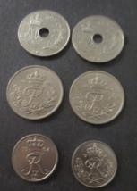 7 Denmark Danmark Coins  ORE 5 1964,25 1975, 1974, 1949, 1960, 10 Ore 1964, 1954 - $0.99