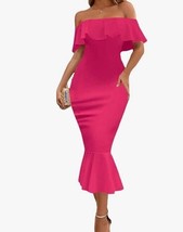 Women&#39;s Off Shoulder Cocktail Mermaid Party Dress Elegant Ruffles Hot Pi... - £13.74 GBP