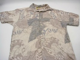 Cubavera Men&#39;s Short Sleeve Button Shirt Brown tan Floral Medium Viscose... - £8.62 GBP