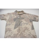 Cubavera Men&#39;s Short Sleeve Button Shirt Brown tan Floral Medium Viscose... - £8.53 GBP