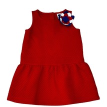 Janie and Jack Red Ponte Drop Waist RWB Patriotic Dress 18-24 Months - $21.12