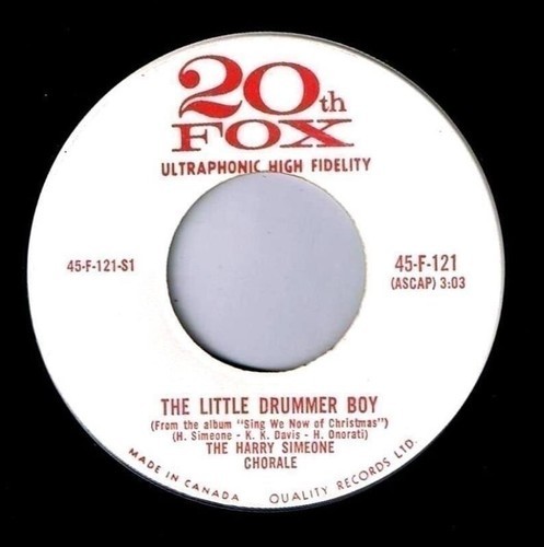 Harry Simeone Chorale Little Drummer Boy 45 rpm Die Lorelei - $4.94