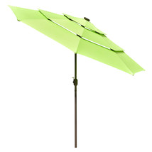 10 Ft 3 Tier Patio Umbrella With Solar Led Crank Handle Tilt Button - $204.99