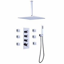 Thermostatic Mixer Shower System Combo Set Shower Head and Handshower, C... - £278.10 GBP