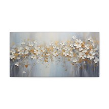 Abstract Gold Element White Flowers Texture Background Canvas Wall Art for Home - £72.35 GBP+