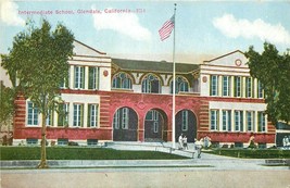 Intermediate School Glendale Students Flag Street DB Unused Postcard CA K509 - £5.18 GBP