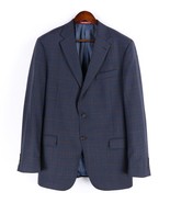 Hart Schaffner Marx Wool Sport Coat Blazer 46L Slim Blue Brown Plaid USA - £56.91 GBP