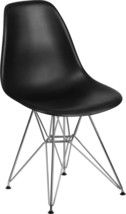 Flash Furniture Elon Series Black Plastic Chair with Chrome Base Black 1 Pack - £61.54 GBP