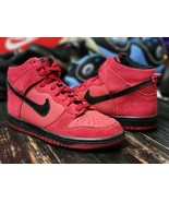 Pre-Owned 2016 Nike Dunk High Red Suede/Black 308319-602 Youth 6.5Y, Wom... - $114.19 CAD