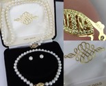 14k gold pearl necklace earings bracelet set 858 VINTAGE ESTATE SALE SOL... - $249.99