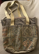 Fabric Tote Bag Gray with Print 14”H x 13” W x 4” deep - £5.04 GBP