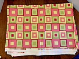 Mod Squad Material Kingsway Fabrics MCM Retro Atomic Pink Green Yellow Squares - £48.15 GBP