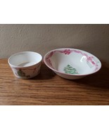 Sango Home For Christmas Pink Ribbons  9⅛&quot; Vegetable Bowl &amp; 5¼&quot; Gravy Bo... - £15.71 GBP