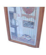 Vtg Print Mother Cook Wood Picture Oak Framed WALL HANGING Figi CAT Love... - £15.63 GBP