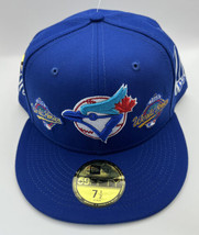 New Era 7 1/2 Cap 59Fifty Toronto Blue Jays Fitted Hat Historic World Series - £35.84 GBP