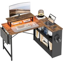 L Shaped Desk with Storage Reversible Corner Computer Desk, Writing Study Desk f - £253.38 GBP