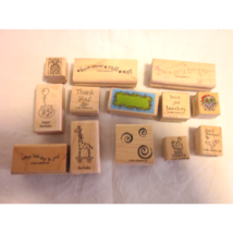 Rubber Wooden Stamp Lot Of 13 Mixed Brands Variety Craft Scrapbook Cards  - £7.06 GBP