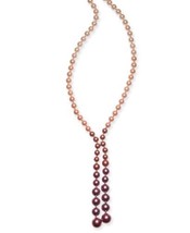 allbrand365 designer Womens Gold Tone Pearl Lariat Necklace 30Inch + 2Inch,Pink - £23.17 GBP