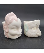 Pair Of Silvestri Ceramic Theatrical Theater Thespian Mask White Candle ... - $27.14 CAD