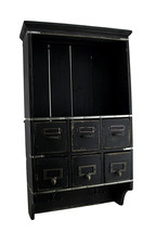 Scratch &amp; Dent Rustic Black Wooden 6 Drawer Wall Storage Shelf - £34.78 GBP
