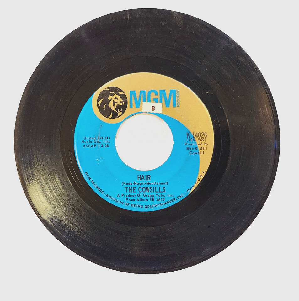 The Cowsills Hair 7&quot; Vinyl Record 1969 MGM Records K 14026 DUSTIES - $0.98