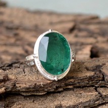 4.5ct Green Emerald Silver Ring Elegant Birthstone Ring 925 Sterling Silver Ring - £54.97 GBP