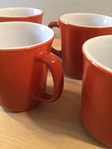 Vintage 60s set of 4 Corelle by Pyrex Burnt Orange mugs (discontinued and rare) image 2