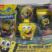 Spongebob Square Pants Bath Soap &amp; Scrub Set 4 Pc Set New - £7.75 GBP
