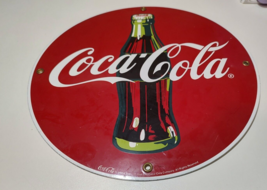 Coca-Cola Retro Disc Enamelware Sign Red Drink Coca-Cola In Bottles 1999 - £20.71 GBP