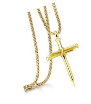 Cross Necklace for Men Boys Stainless Steel Nail - £70.36 GBP
