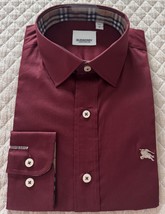 Burberry Brit Men&#39;s Burgundy Long Sleeve Dress Shirt Regular Size Size M... - $135.98