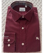 Burberry Brit Men&#39;s Burgundy Long Sleeve Dress Shirt Regular Size Size M... - $2,498.02 MXN
