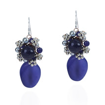 Drop Oval Purple Amethyst Pearl .925 Silver Earrings - £12.52 GBP