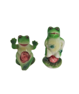 Vintage kitschy ceramic frogs on lily pads salt &amp; pepper shakers made in... - £11.76 GBP
