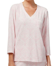 Miss Elaine Womens Printed Brushed Waffle-Knit Top Size Large Color Pink - £19.73 GBP
