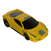 Hot Wheels Ferrari 458 Italia Yellow Sports Toy Car Two Door Played Condition - £9.40 GBP