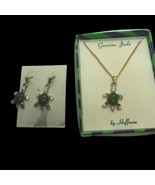 Vintage Hoffman H Creations Turtle Necklace Earrings Genuine Jade Origin... - £38.80 GBP