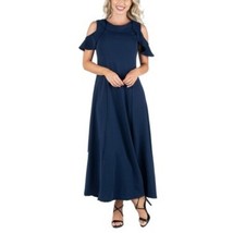 Women&#39;s 24seven Comfort Apparel Ruffled Cold Shoulder A-Line Maxi Dress XXL - $49.99