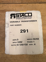 NOS Staco Model 291 Variable Transformer 3A In: 120V Out: 0-120/132V - £145.09 GBP