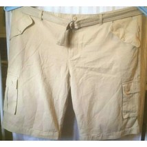 Marc Ecko Cargo Shorts Mens 54 Khaki Front Back and Leg Pockets Belt Cut &amp; Sew - £19.40 GBP