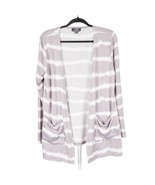Belldini Belle Womens Cardigan Sweater L Gray Tie Dye Stripe Open Front ... - £13.37 GBP