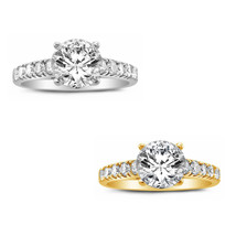 Solid Genuine 14k Gold 1.33ct Round Diamonette Cubic Zirconia Engagement... - $377.00+