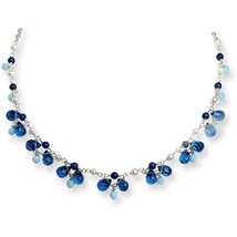 Sterling Silver Crystal Multi Gemstone Necklace 16&quot; - £68.07 GBP