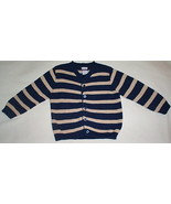 Toddler Girls Driving Force Navy Blue Tan Striped Sweater Size 4T - £4.78 GBP